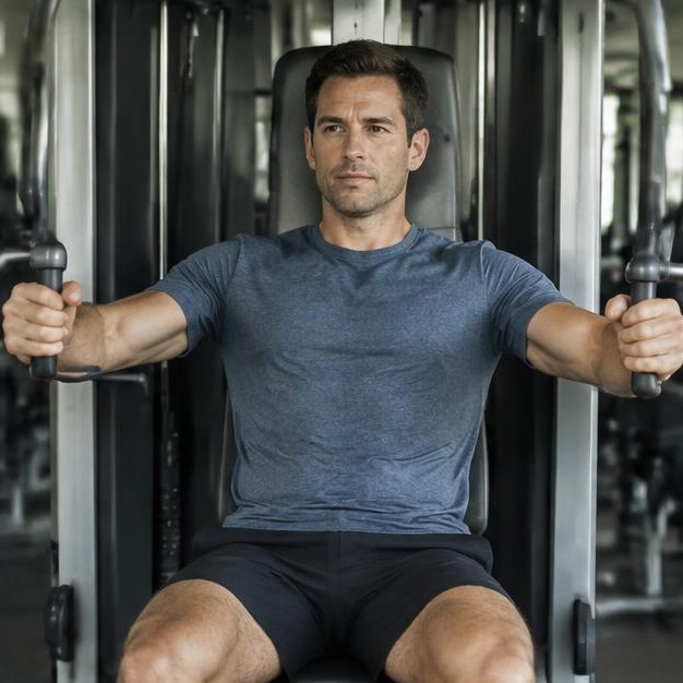 Man strength training in a gym