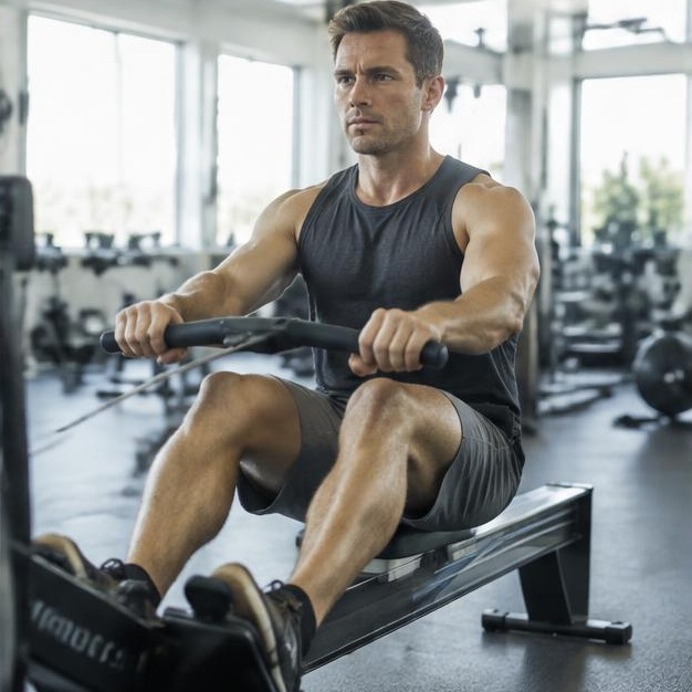 Man strength training in a gym