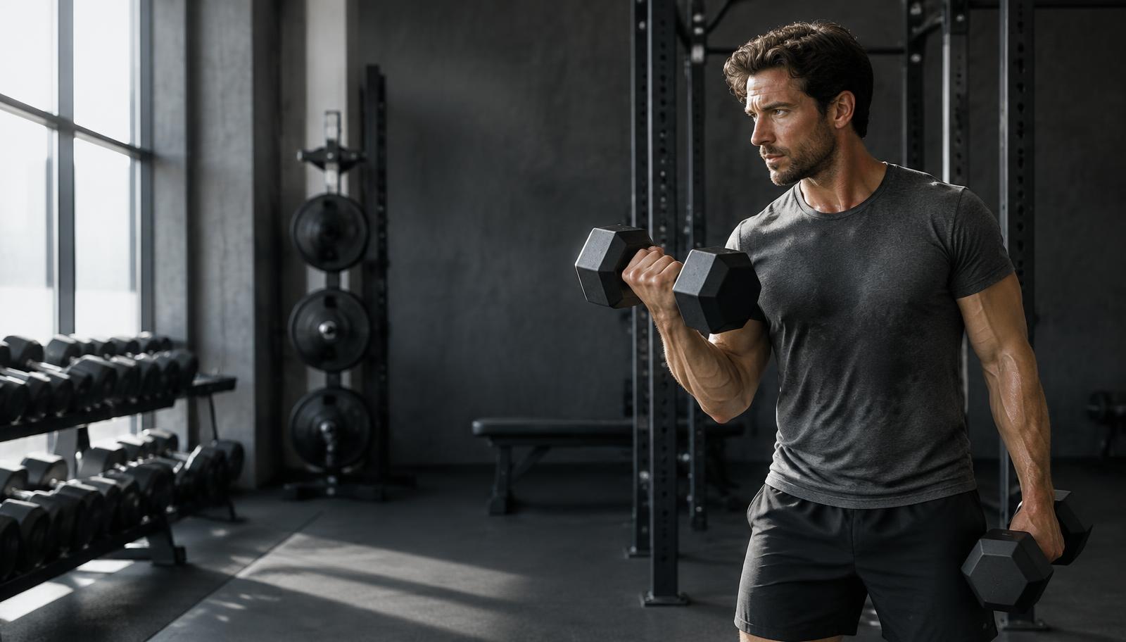 Man strength training in a gym